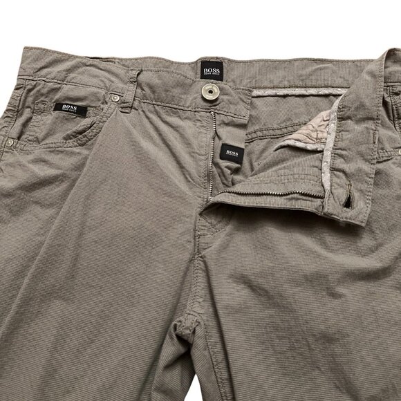 Hugo Boss Pants Mens Size 34x34 5-Pockets Regular Fit Check Light Brown - Picture 3 of 7